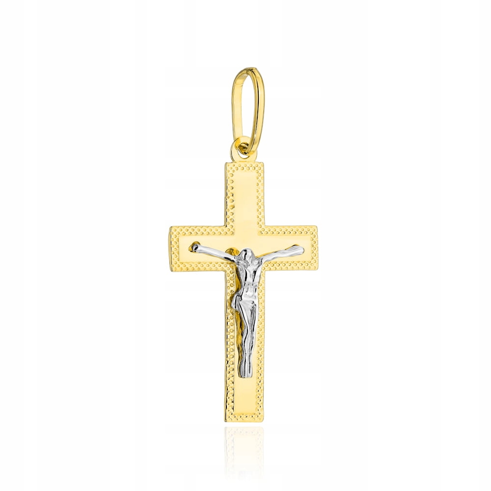 Zlatý křížek 585, diamantový, dvoubarevný, 1.78 g s Ježíškem