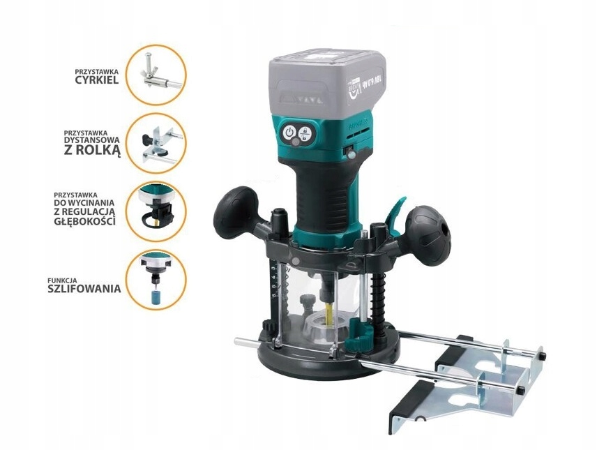 FREZARKA Górnowrzecionowa akumulatorowa AKU+ 18V 6/8mm Przystawki Vander