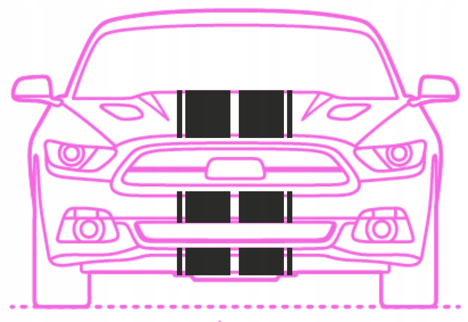 Samolepky na Ford Mustang pásy na kapotu, střechu, klapku, nárazníky 01 Vylévací