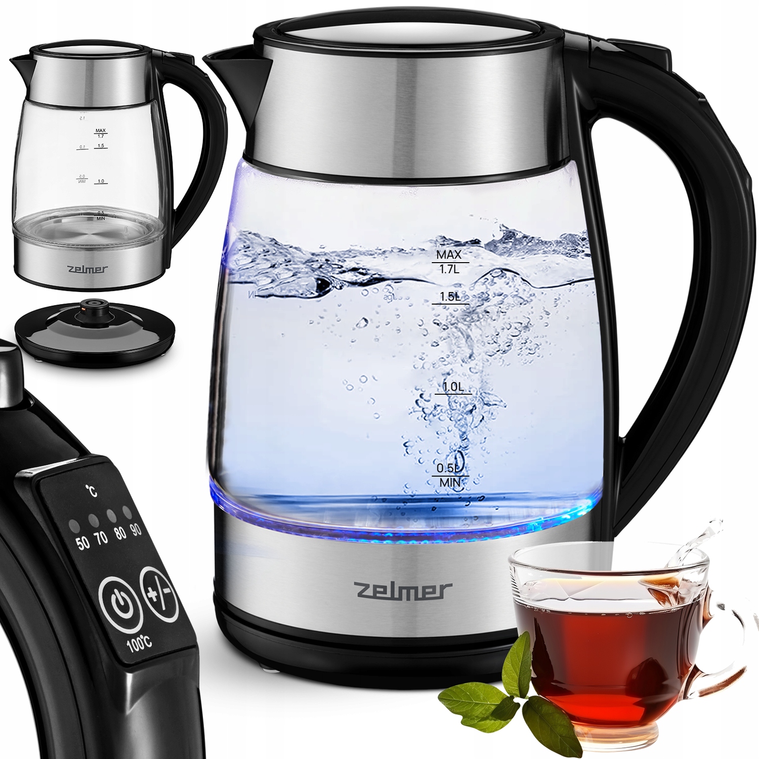 Czajnik Elektryczny Zelmer Bezprzewodowy Z Regulacją Temperatury 1,7L 2200W