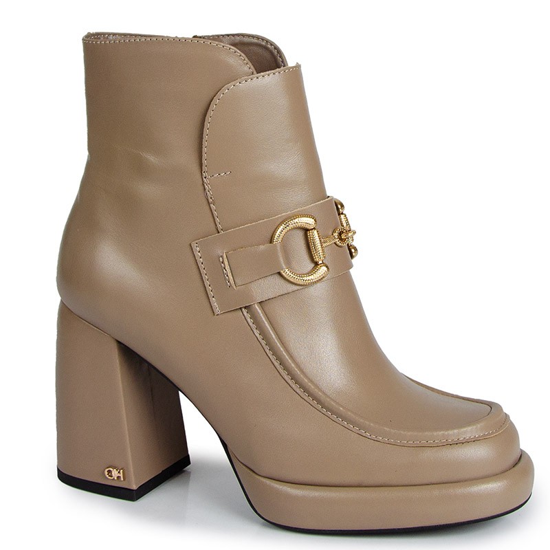 Chebello 4259 Béžové Kožené Kotníkové Boty S Ozdobou 40