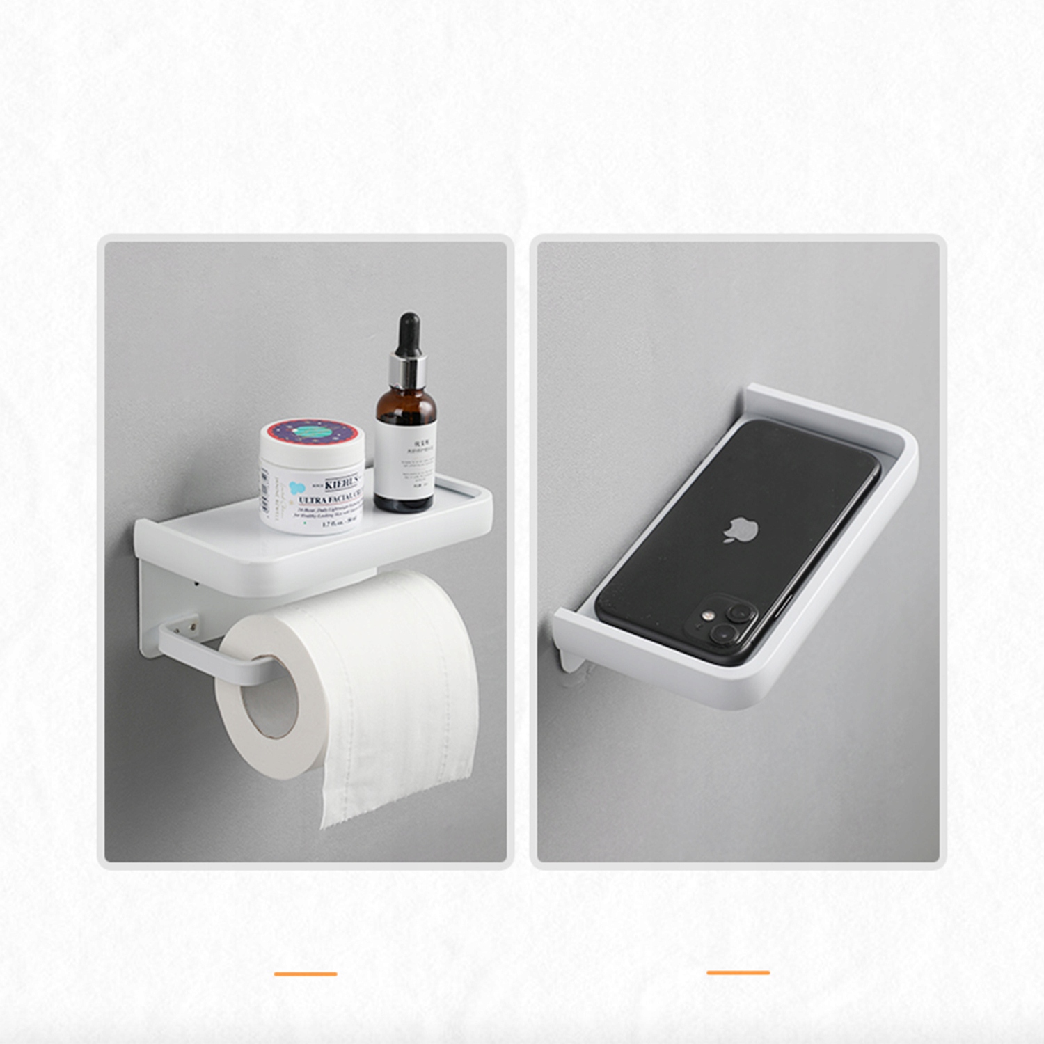 UCHWYT NA PAPIER TOALETOWY Z PÓŁKĄ z klejem Biały Typ pojemnik