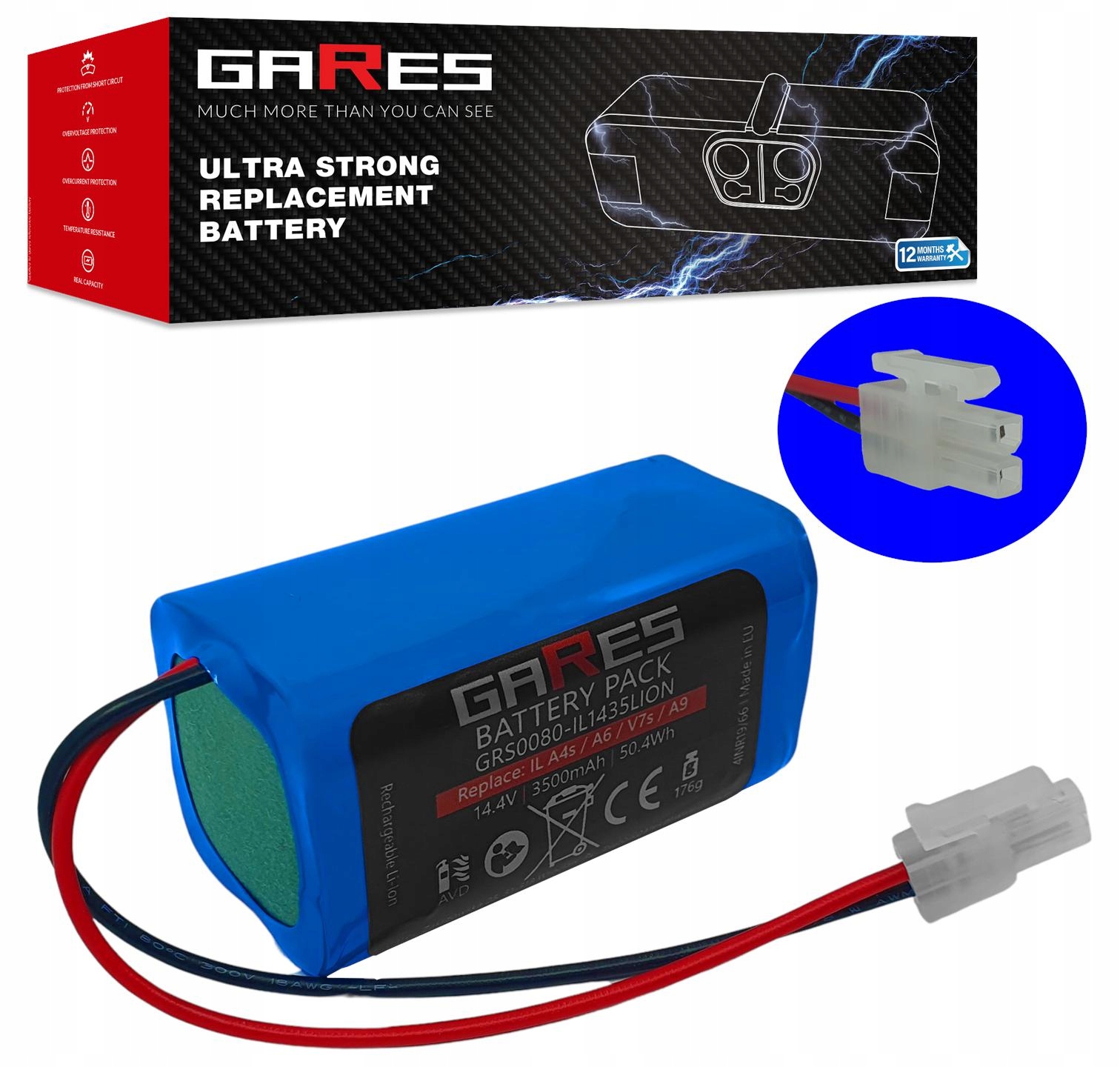 Akumulátor Gares pro Ilife A4s A6 V7s A8 A9s V7 V7s Pro 14,4V 3,5Ah