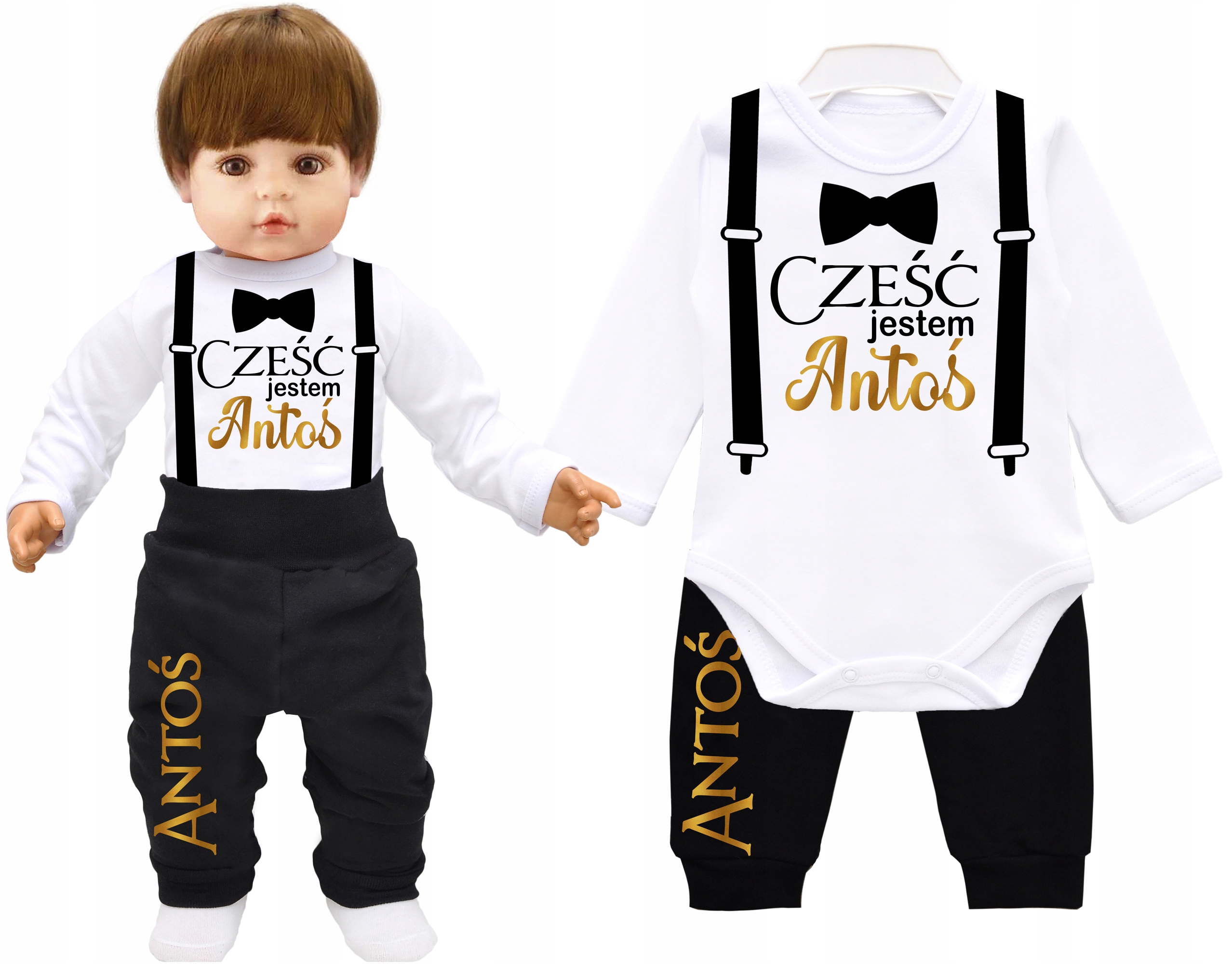 Komplet dziecięcy BODY SPODNIE IMIĘ DZIECKA r. 62
