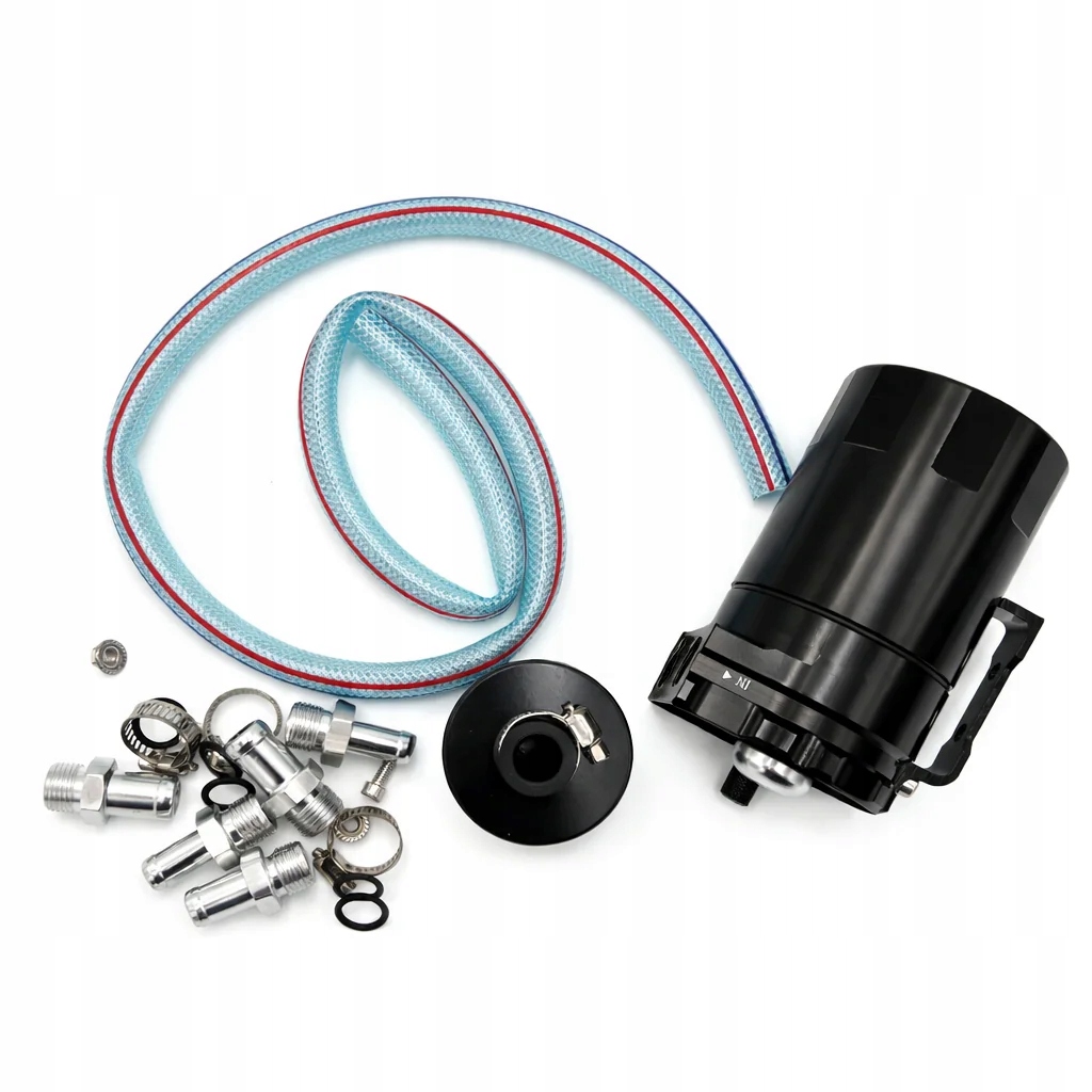 Oil Catch Tank Ogc Odlučovač oleje Odma 10 I 15 mm Sada s filtrem Černá