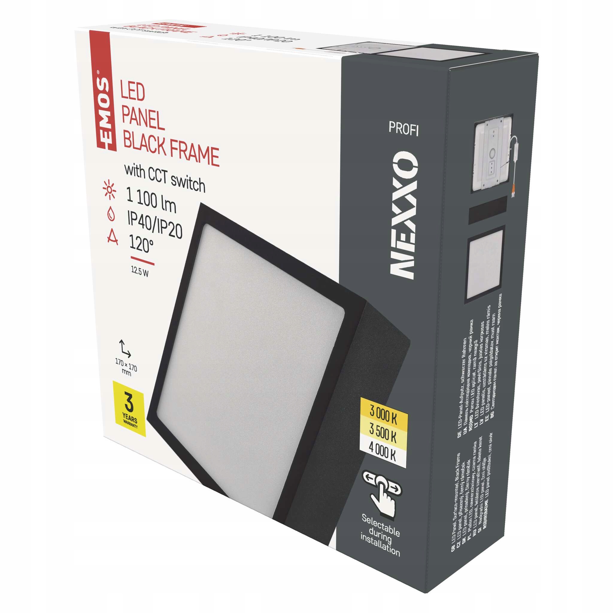 Emos Nexxo Led stropní svítidlo 12,5 W černé 170×170 mm