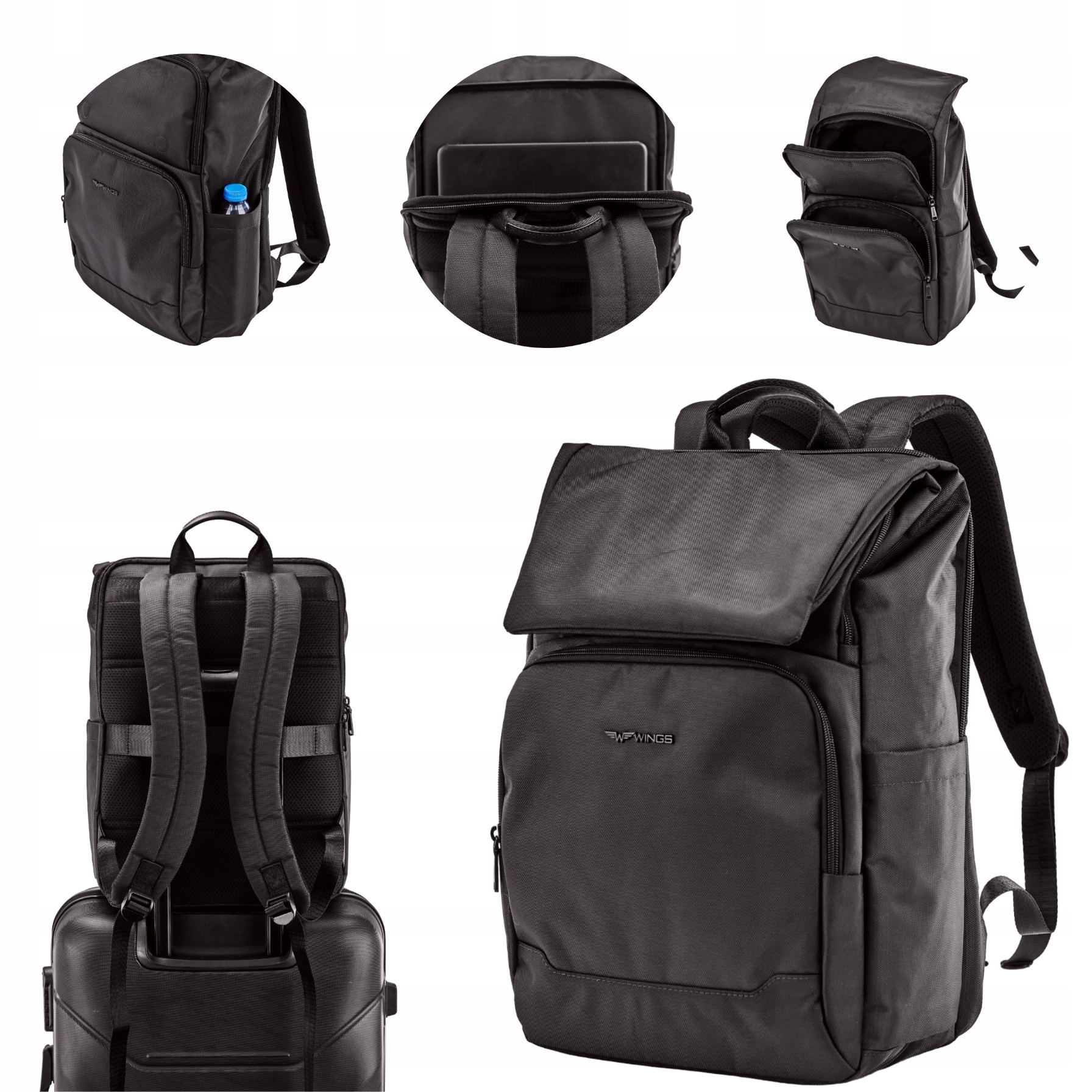 Batoh pánský Wings notebook 17" cestovní, prostorný, zapínatelný na magnet, stylový