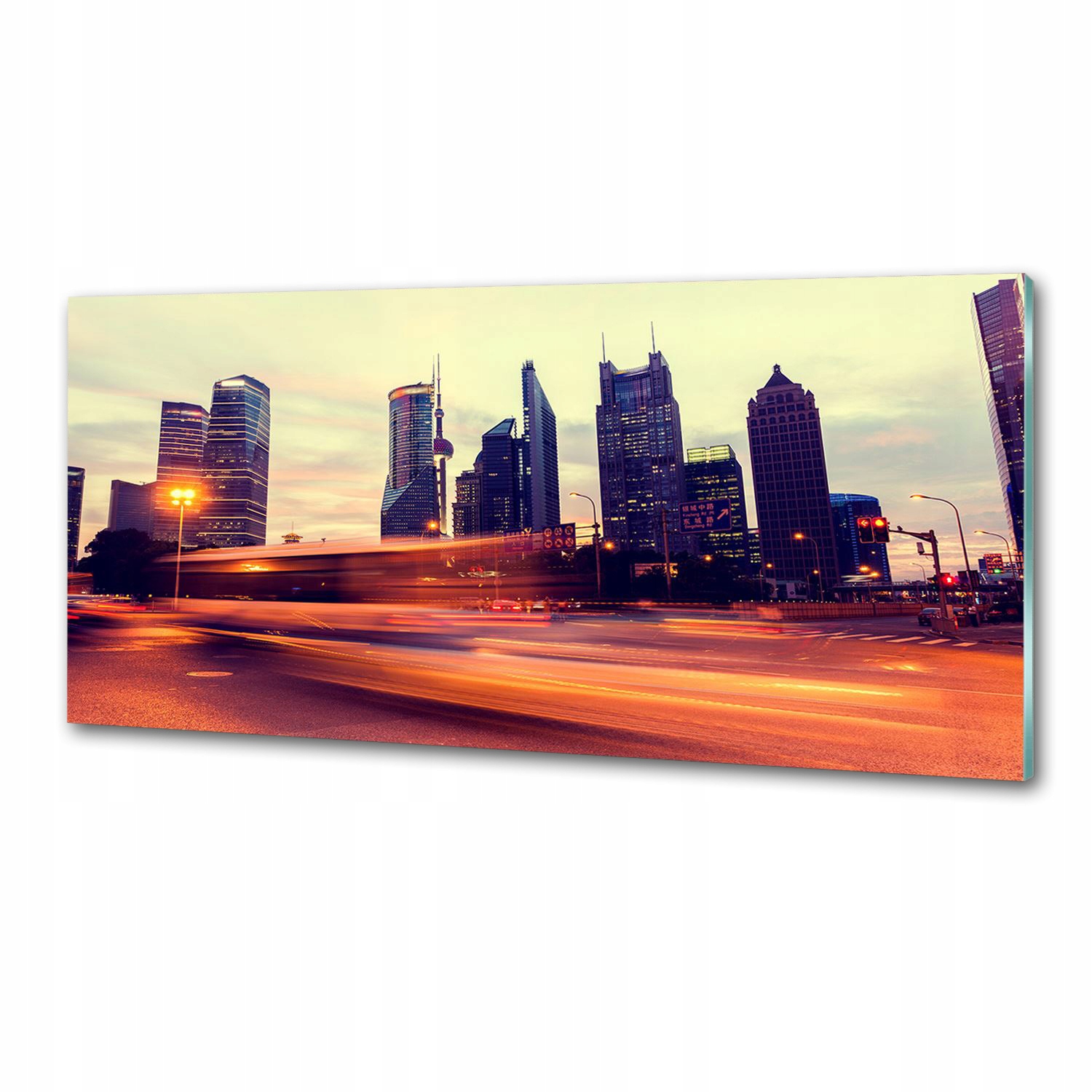Panel do kuchyně Šanghaj v noci 125 x 50 cm Lepidlo