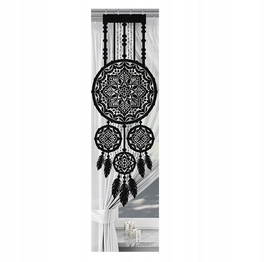 

Czarny Panel żakardowy Lea Łapacz Snów 45x130 Boho