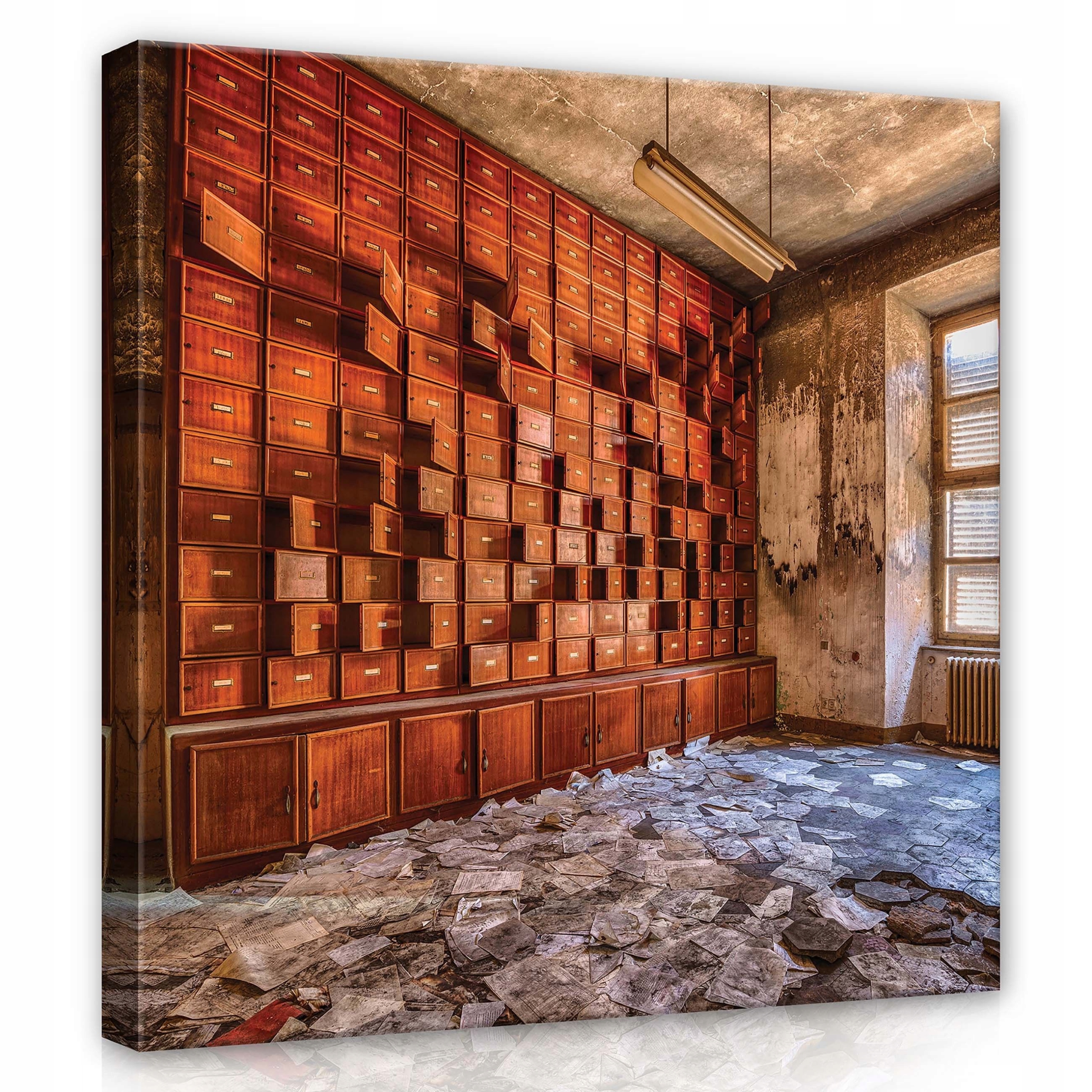 Obraz 80x80 Zanedbání Opuštění archivu Zásuvky Stará budova Ruina