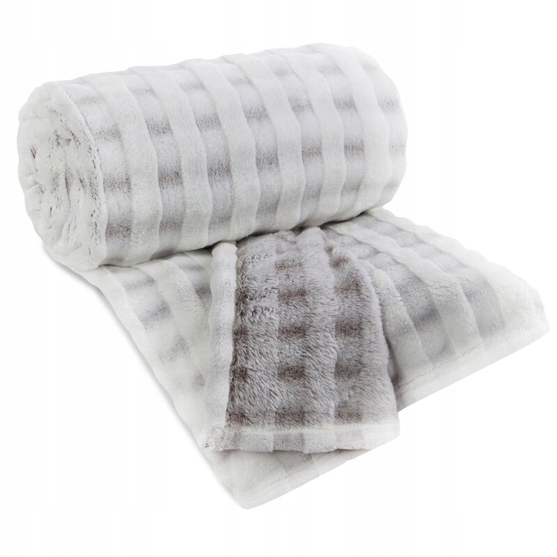 Deka 170x210 Kostka světle pískově šedá elegantní deka z měkkého fleecu