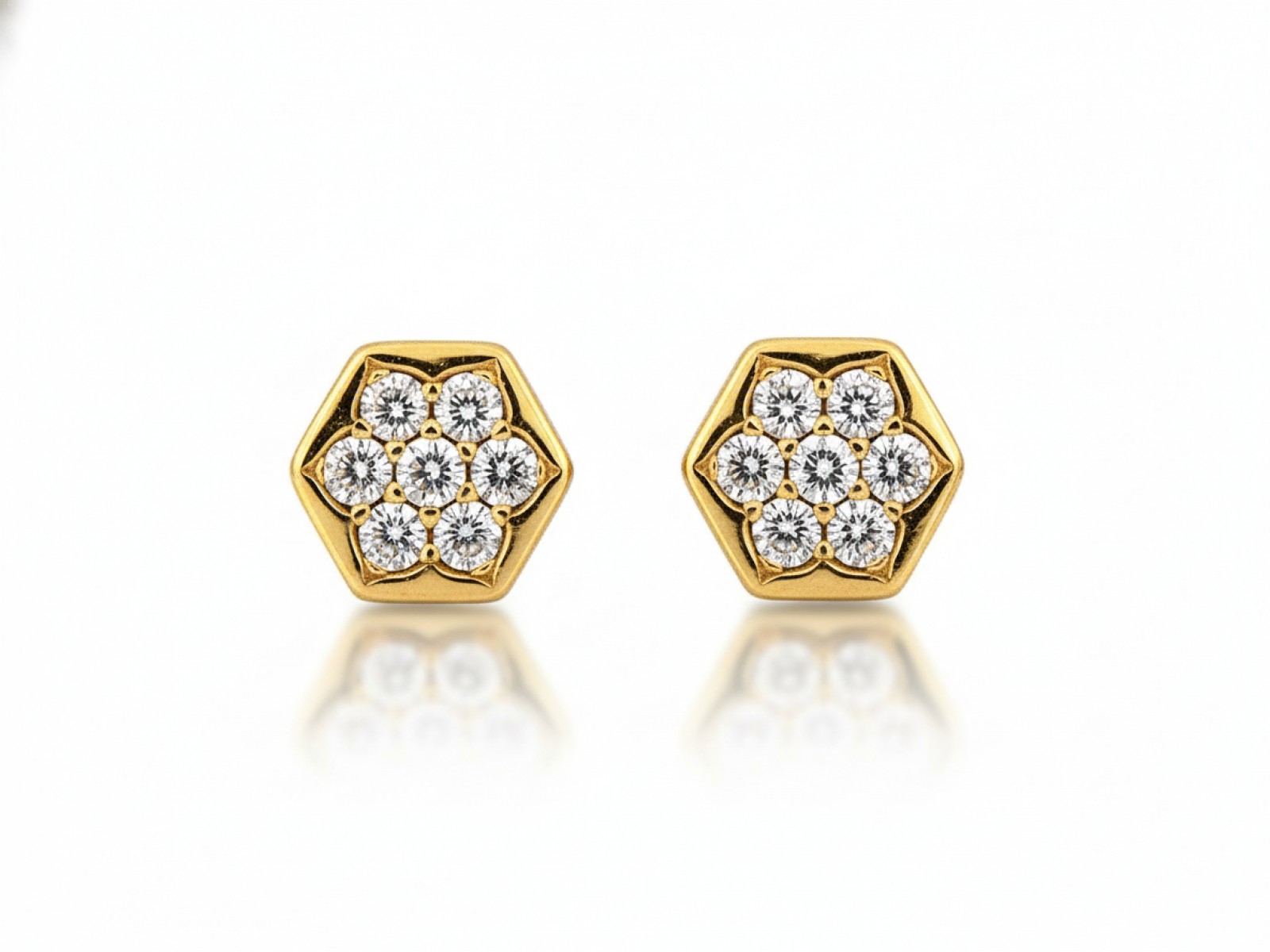 Dámské Náušnice Zlaté 585 tyčinky s bílými zirkony květiny na jaře