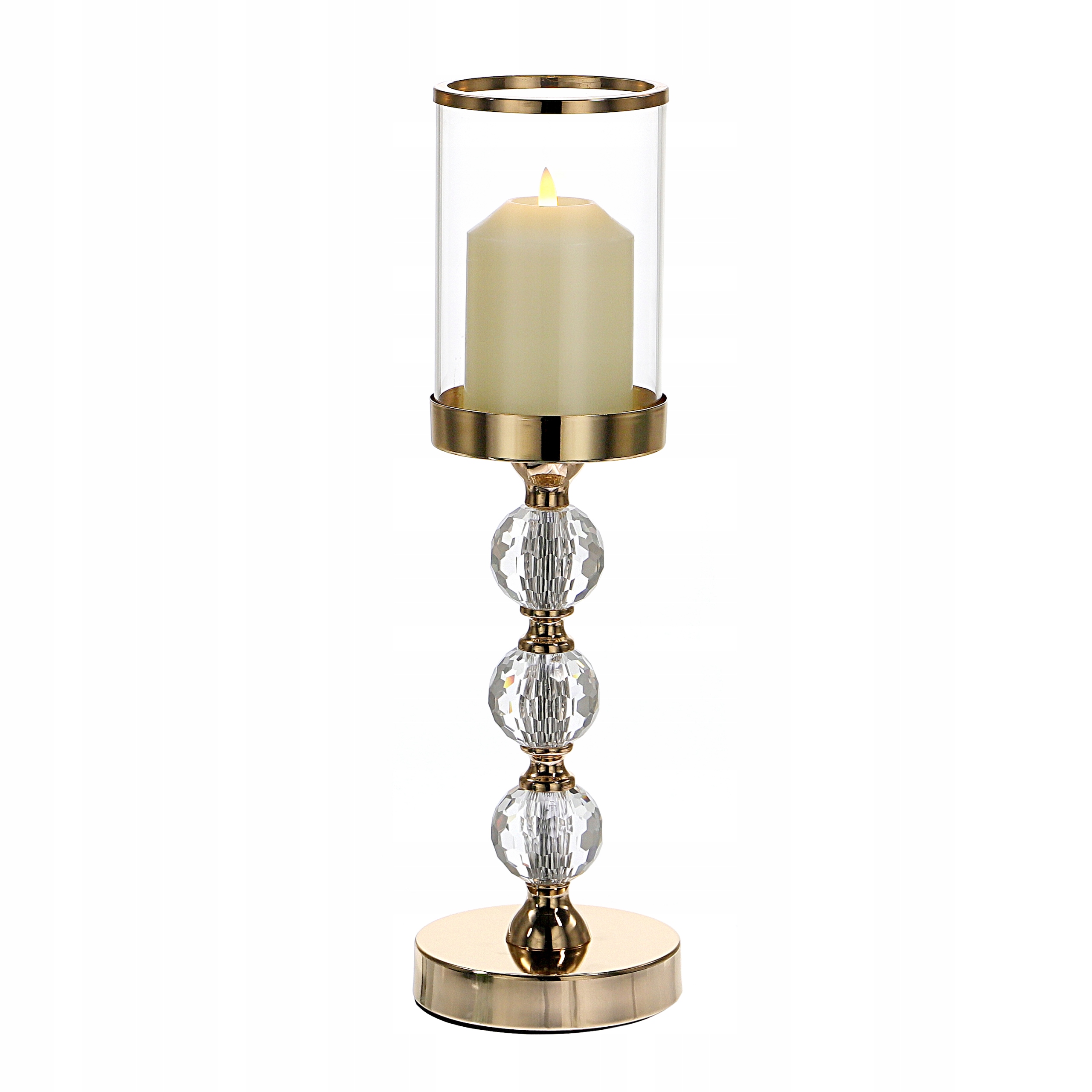 

Złoty świecznik lampion glamour kryształ h=42 cm