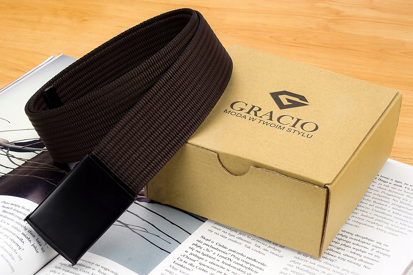 Dłygi Pasek Męski PARCIANY Gracio BRĄZOWY 155CM Maks. szerokość 4 cm