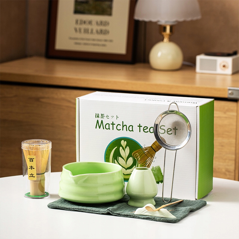 Dárková sada na čaj Matcha Sada Metliček Matcha S Třepačkou zelená
