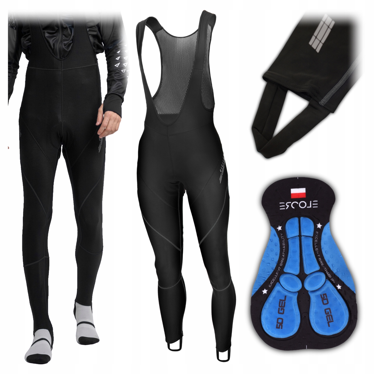 Kalhoty na kolo Zateplené na ramenních popruzích Dlouhé XXL Zimní cyklistické Pánské