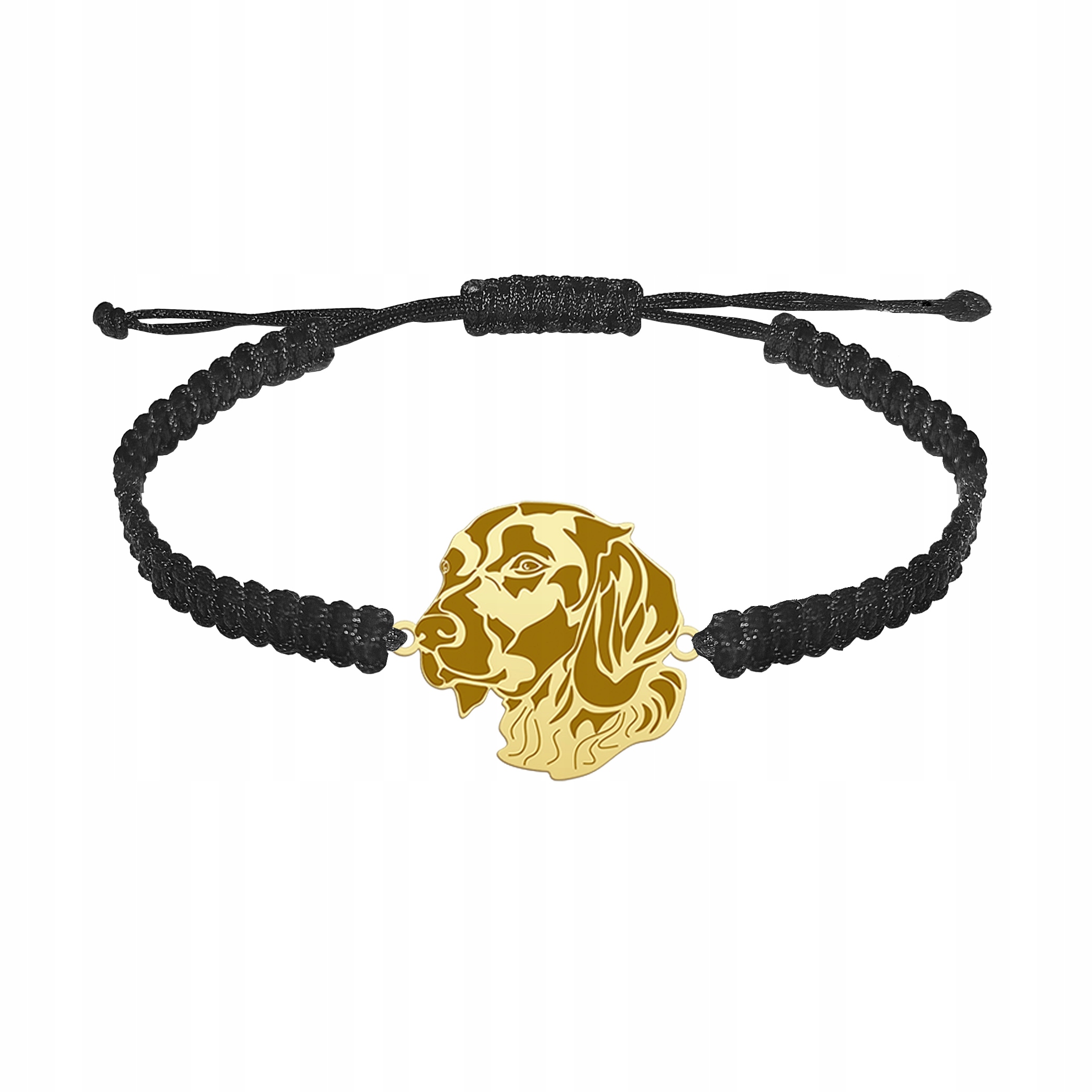 Zlatý náramek s malým Münsterländer 925 Šperky Dárek Makramé Gravírování