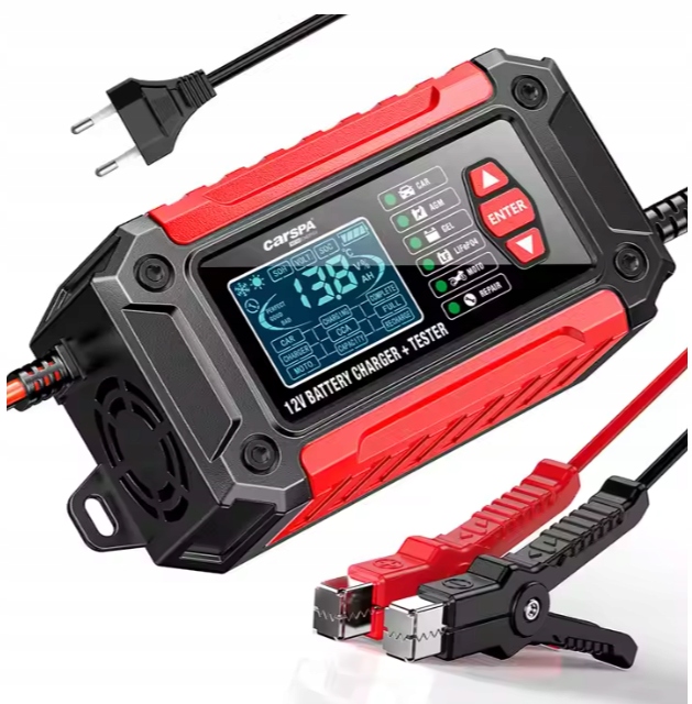 Carspa 2V1 Automatický Inteligentní Usměrňovač Nabíječka 12V 6A Tester