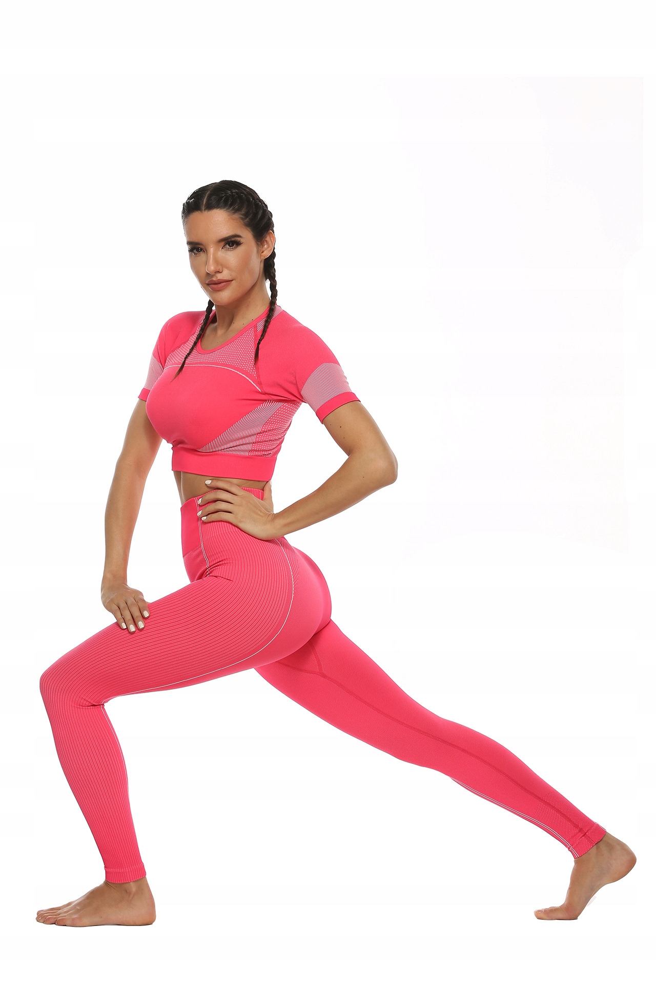 ZESTAW SPORTOWY TOP LEGGINSY BEZSZWOWE Z9601 S Materiał dominujący nylon