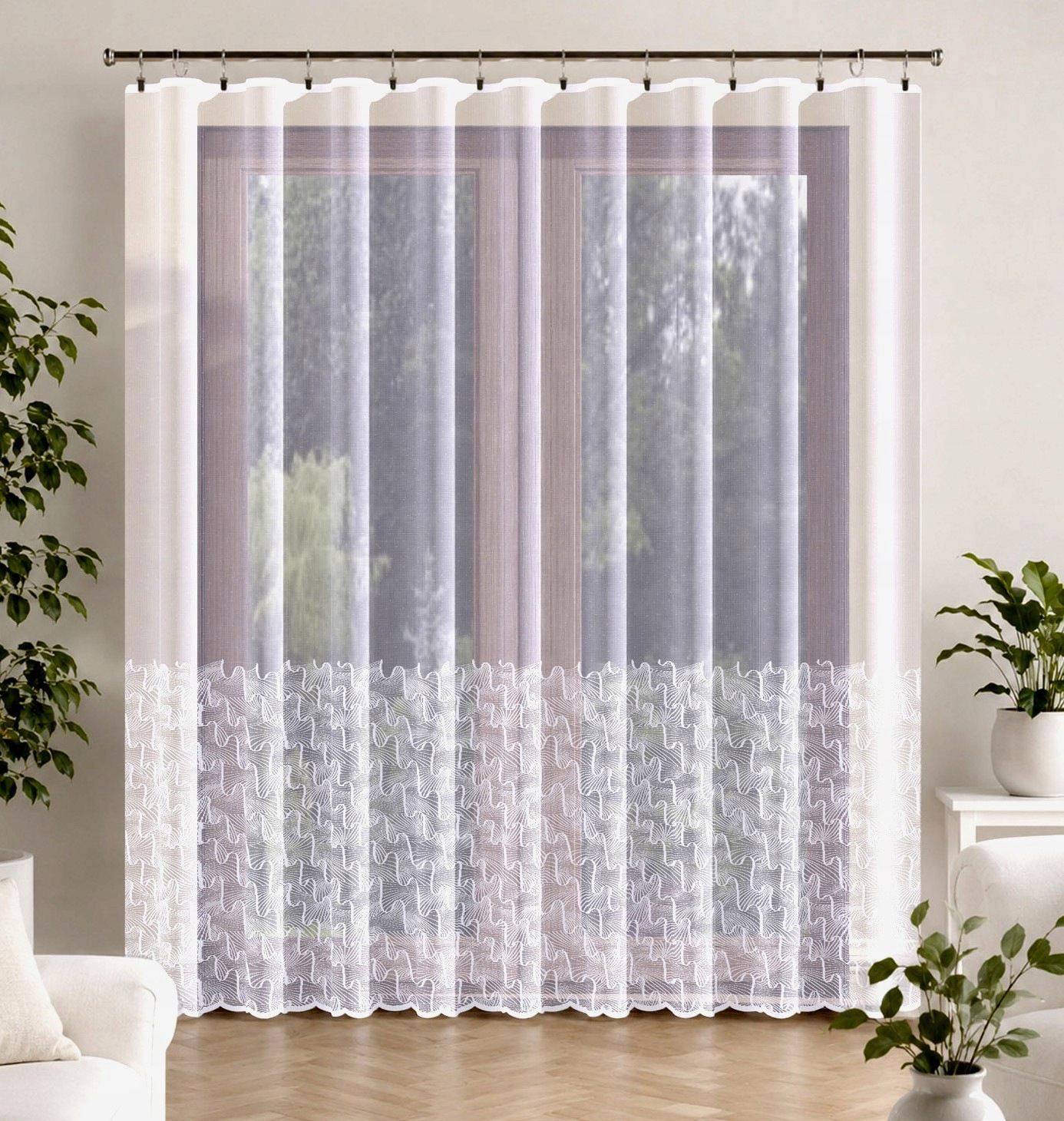 Záclona vzor 107245 velikost 400 x 250 cm rovná (hotová) s lemováním