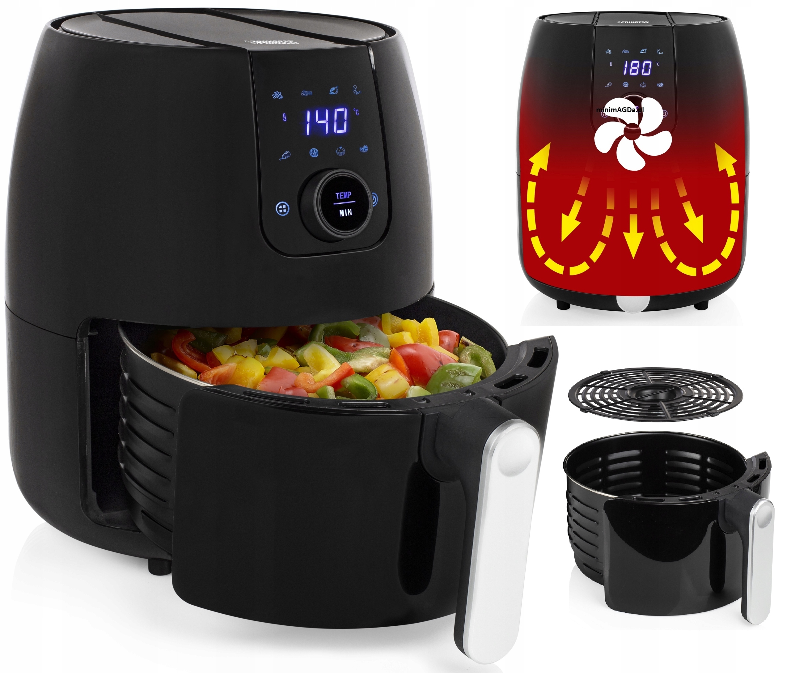 Digitální Beztuková Fritéza 4,5L technologie Hot Air auto Programy