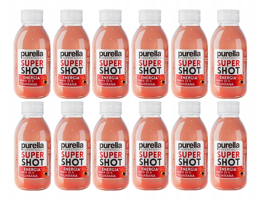 Purella Shot Energia Superfoods zázvor guarana Přírodní Šot 12x100 ml