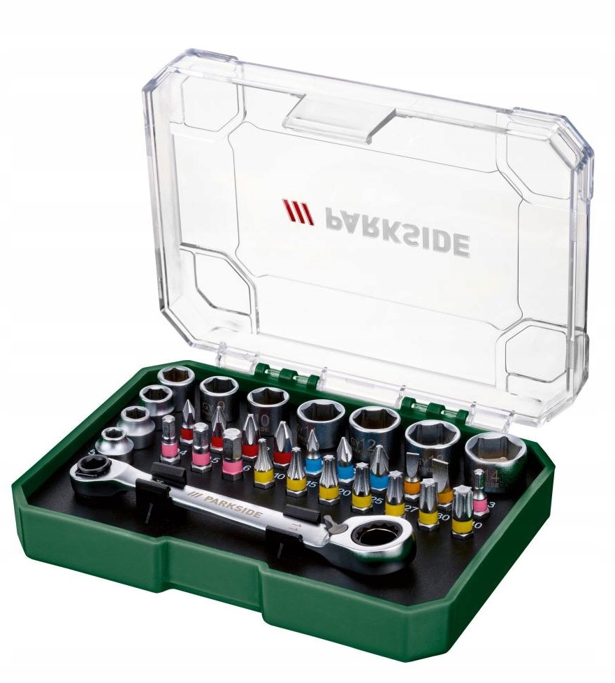 Zestaw kluczy nasadowych z grzechotką 31 Parkside przejściowy klucz nasadow