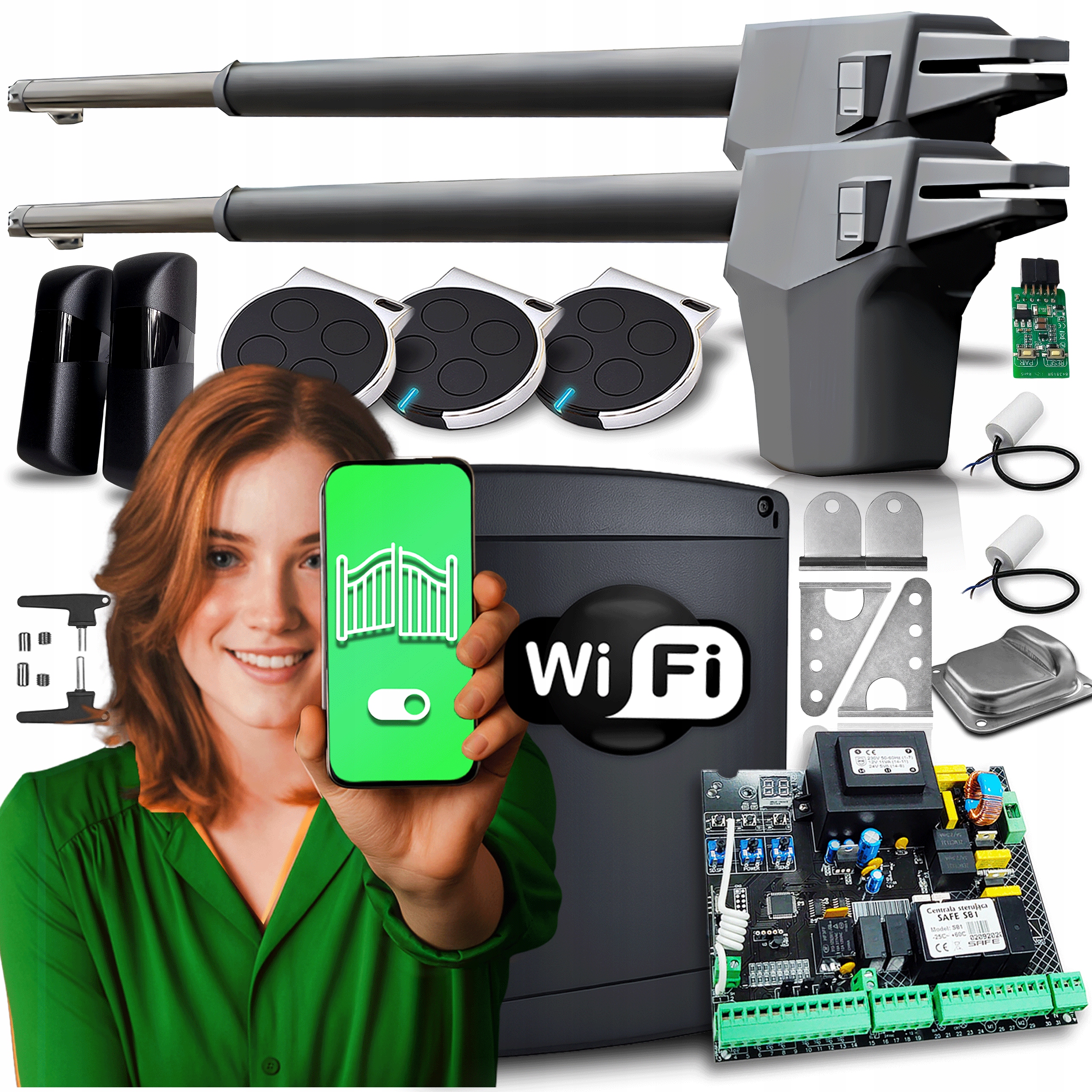 Pohon pro dvoukřídlou bránu Set automat 3 ovladače Pohon Wifi 8,6 m