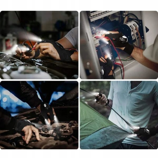 RĘKAWICZKI LED ŚWIECĄCE RĘKAWICE LED GLOVE LAMP 2 SZTUKI UNIWERSALNE Waga 100 g