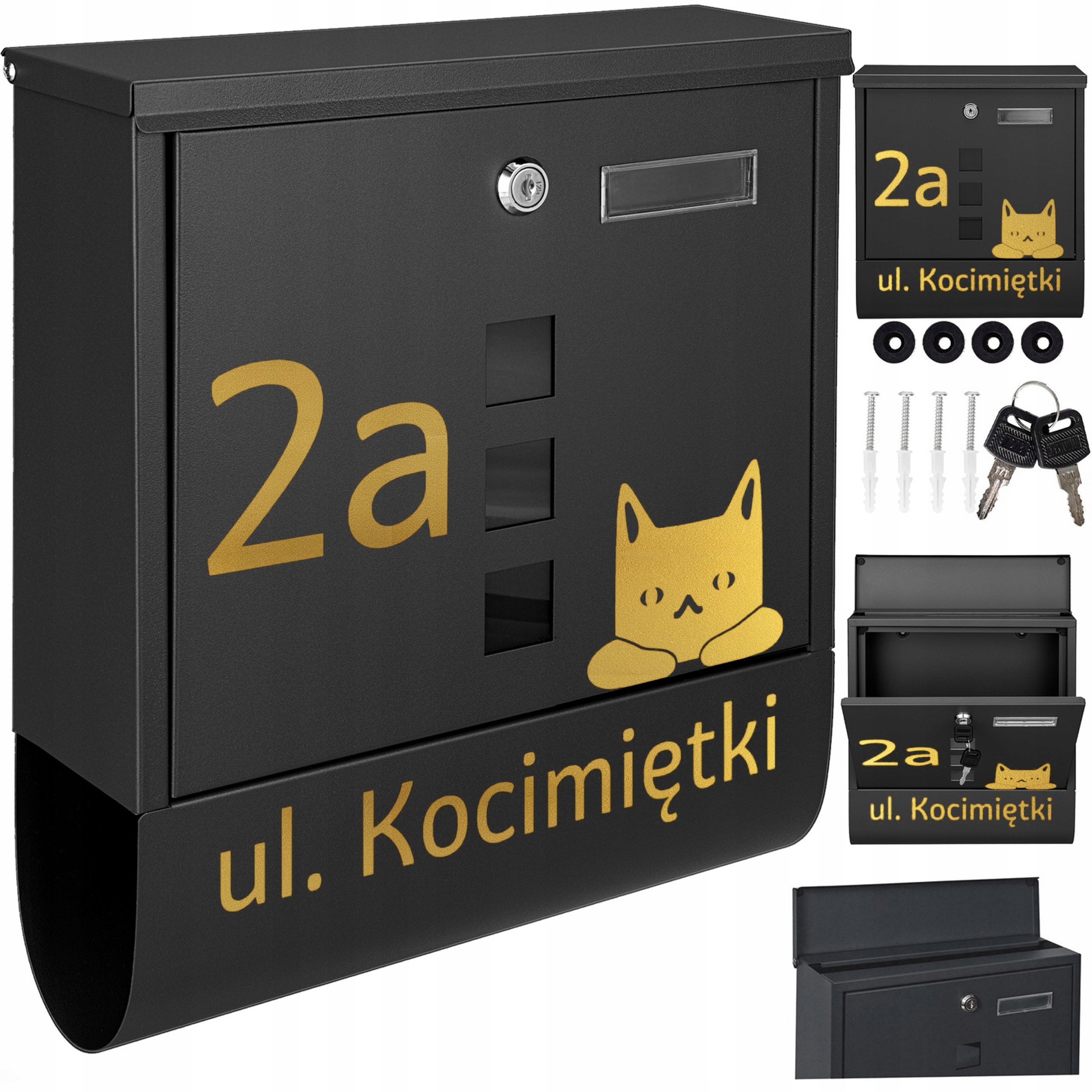 Poštovní Schránka Tuba Černá Zlatý Vzor