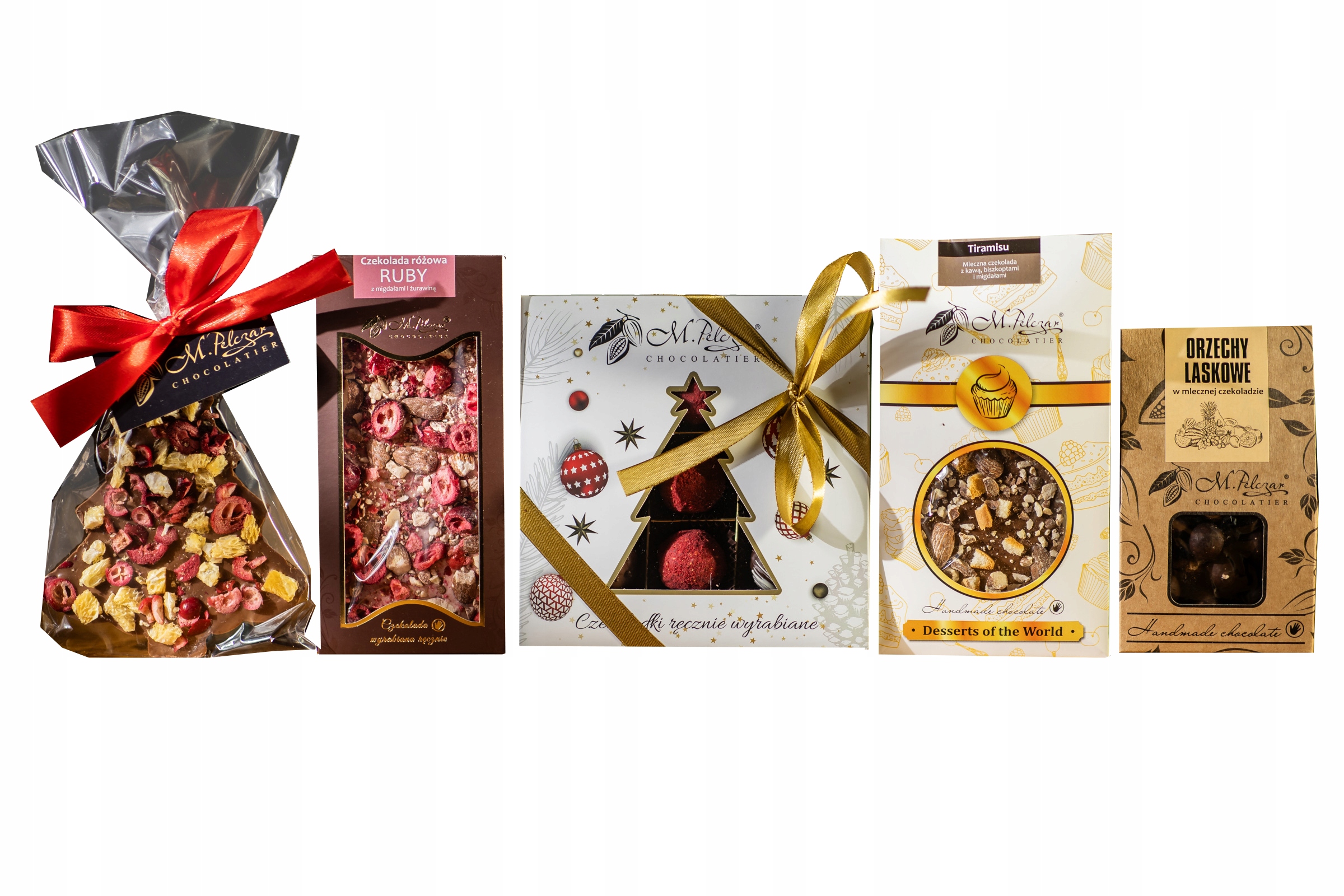 Zestaw z choinką z czekolady, orzechy laskowe, trufle, Boże Narodzenie