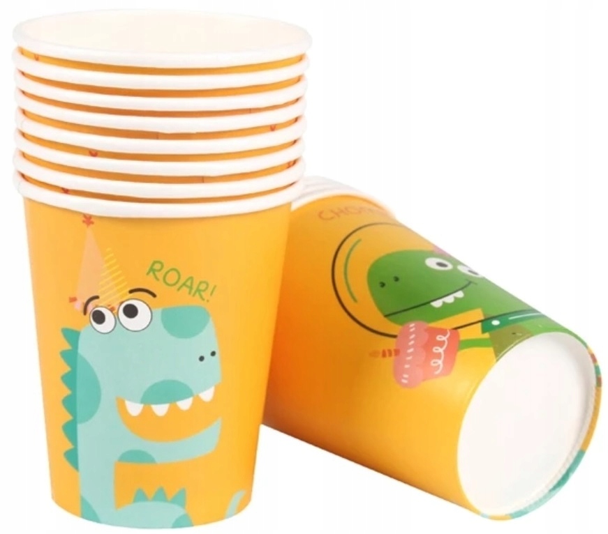 KUBECZKI PAPIEROWE DINOZAUR DINO URODZINY 6 SZTUK