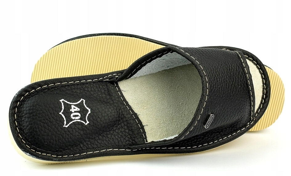 KAPCIE SKÓRA PL JAKOŚĆ PANTOFLE DOMOWE CIAPY r. 38 - 24,5 cm Płeć kobieta