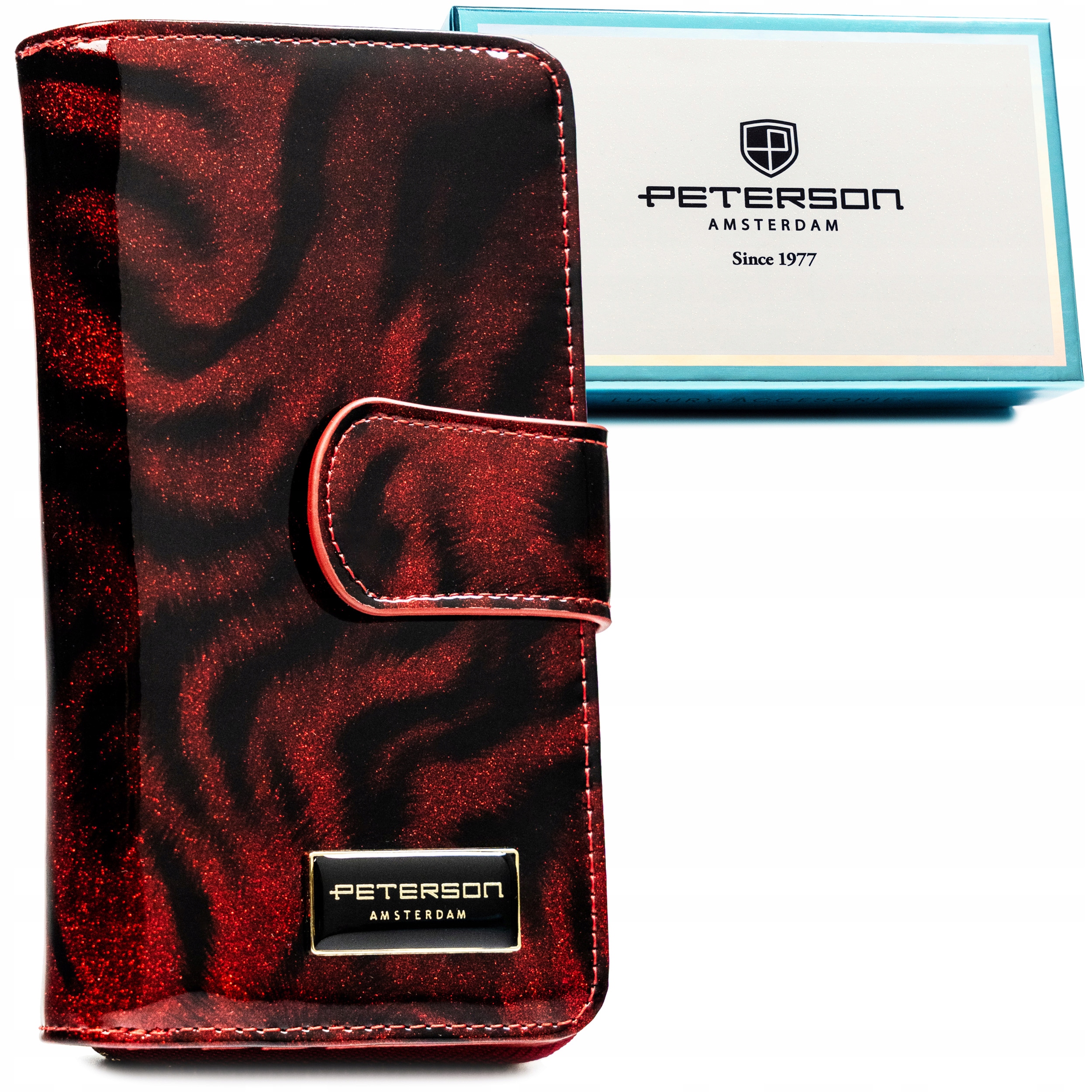 Portfel damski skórzany Peterson lakierowany ochrona Rfid