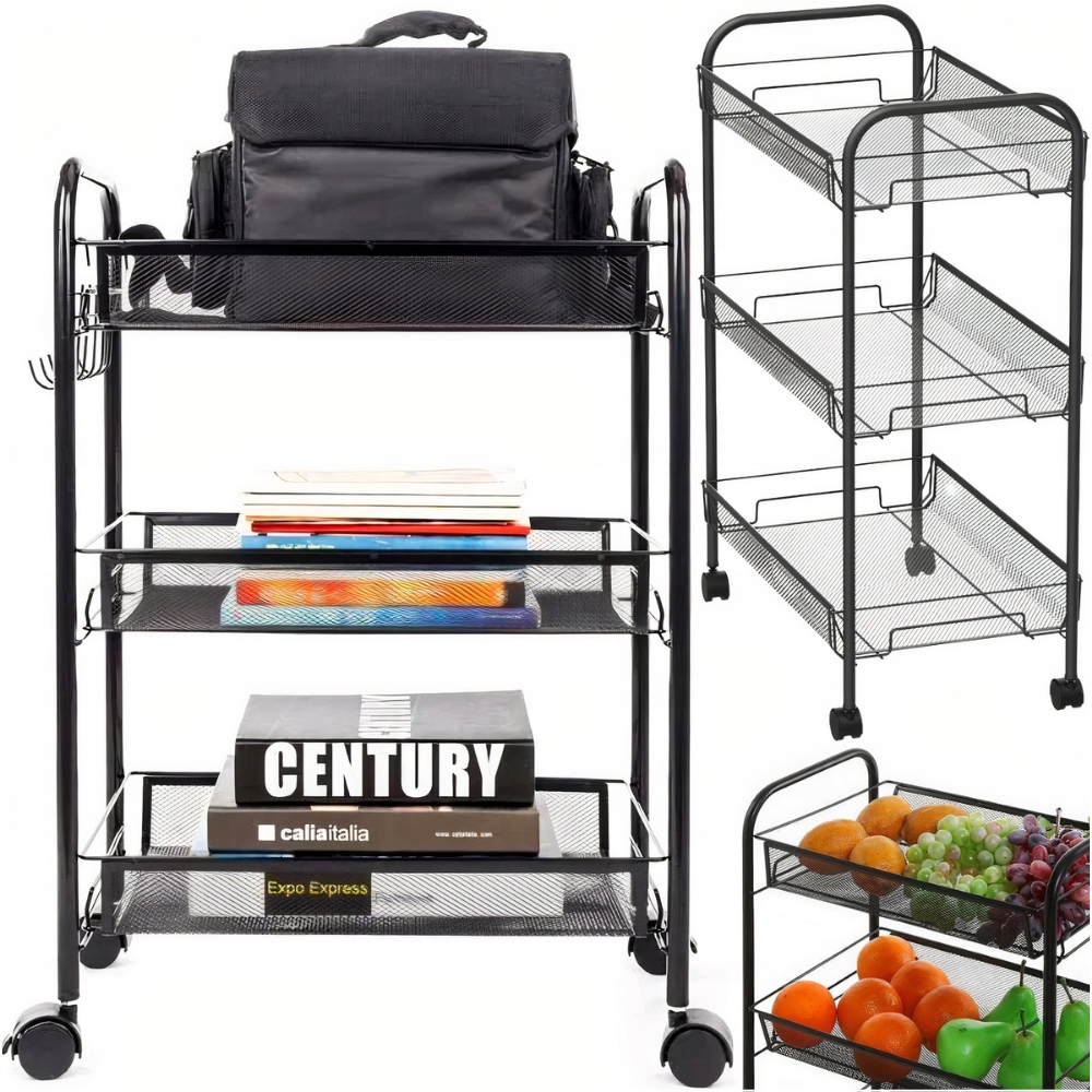 MOBILNA SZAFKA SOLIDNY REGAŁ STOLIK NA KÓŁKACH PRZENOŚNY Z BLOKADĄ METAL