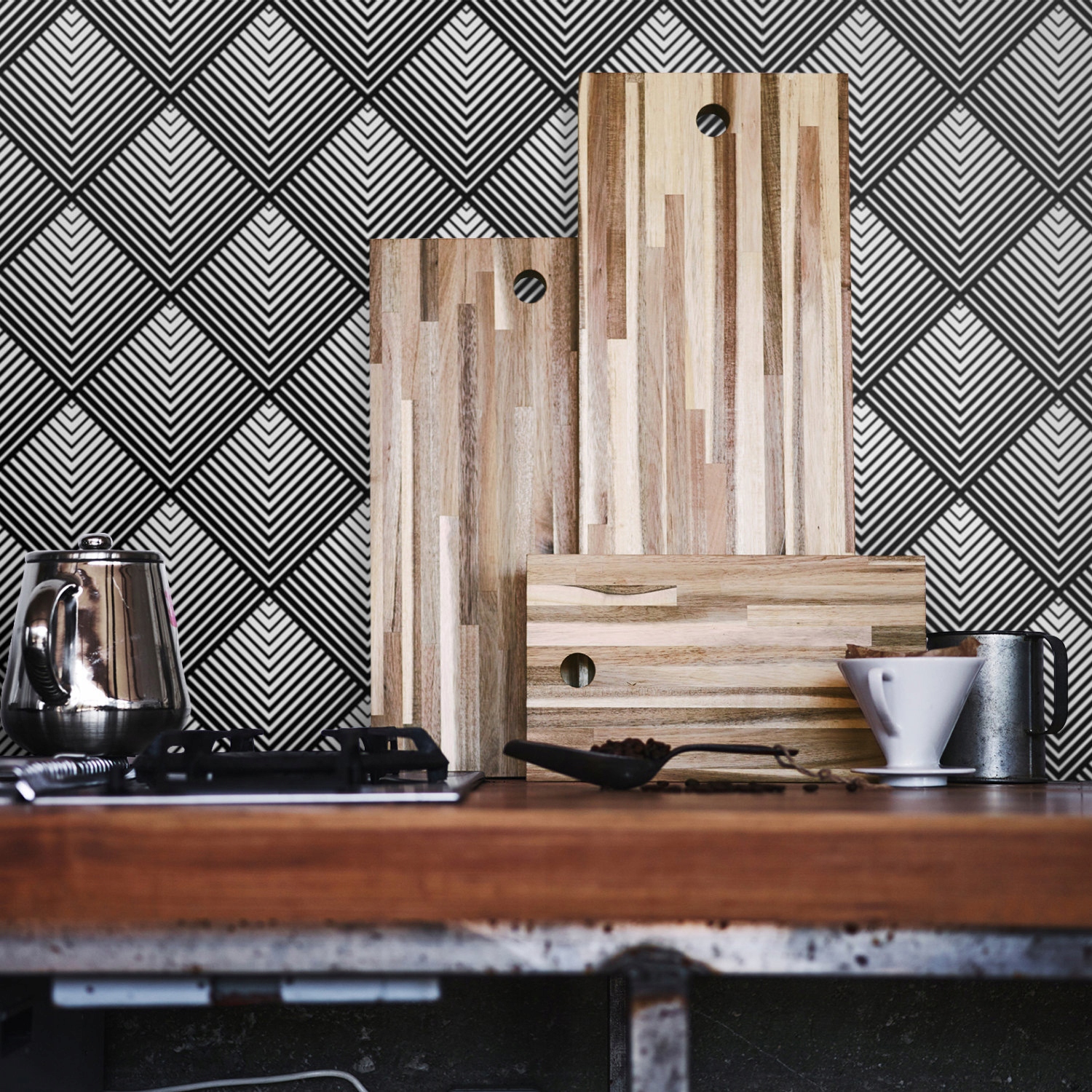 

Tapeta na ścianę Hipnotyzujące kwadraty 360x250 cm