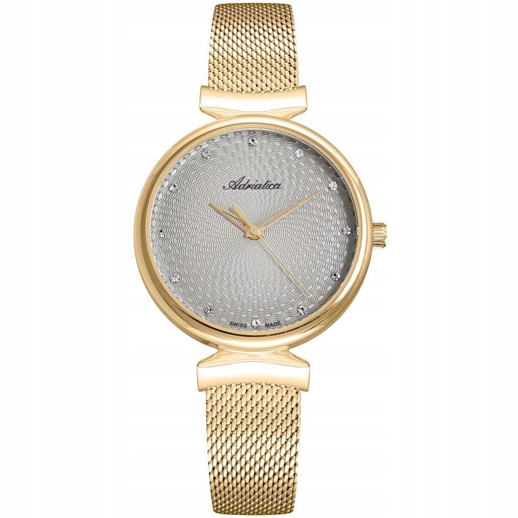 Dámské hodinky Adriatica A3748.1147Q Swiss Made, zlatá síťovina