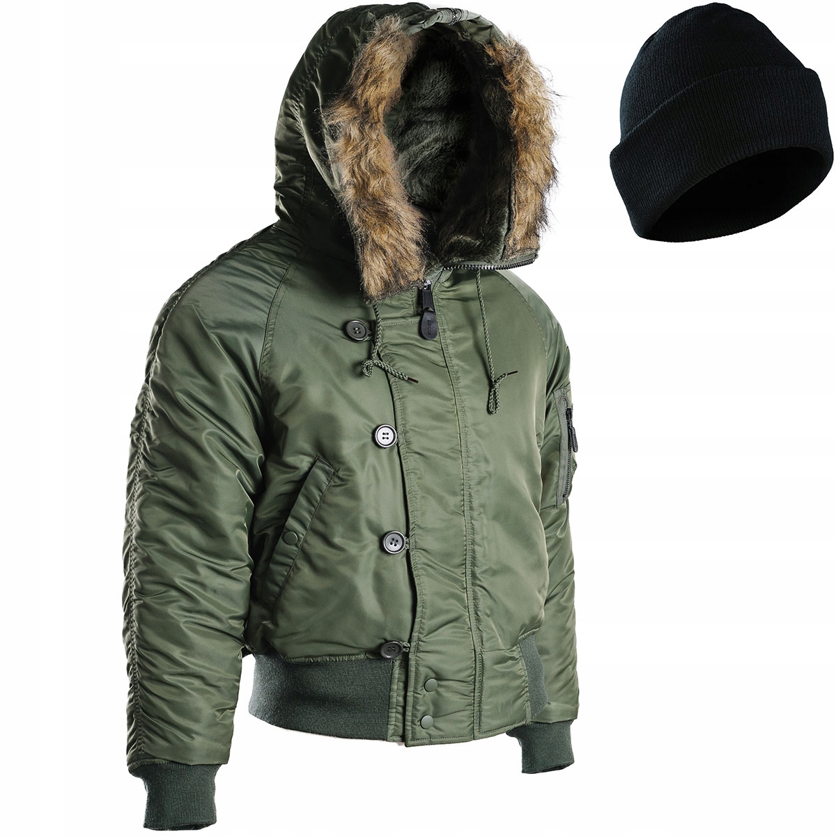 Kurtka Zimowa Ciepła z kapturem Wojskowa N2B Basic Mil-Tec Olive XL