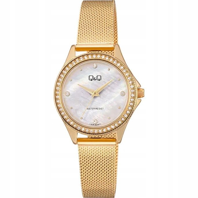 Dámské hodinky Qq C80A-004P Zirkony zlaté