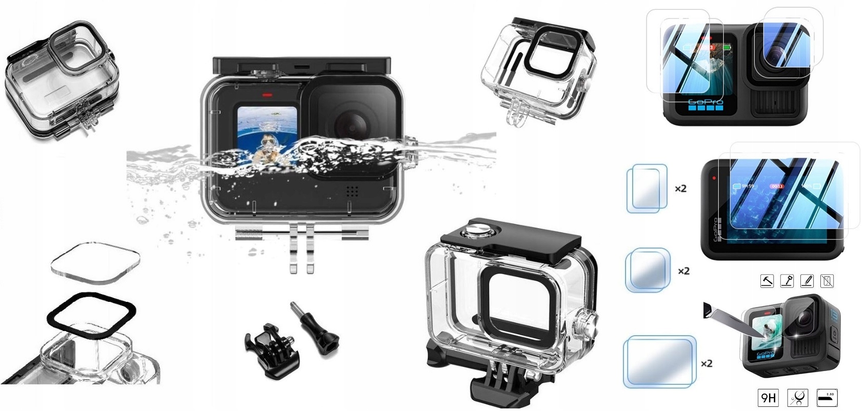 Vodotěsné pouzdro 6x sklo GoPro 13 – Kompletní Ochrana, Kitesurfing!