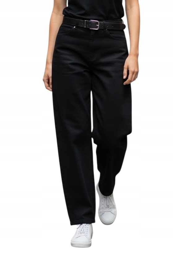 Moon Girl balloon czarne spodnie damskie szerokie jeansowe M 38