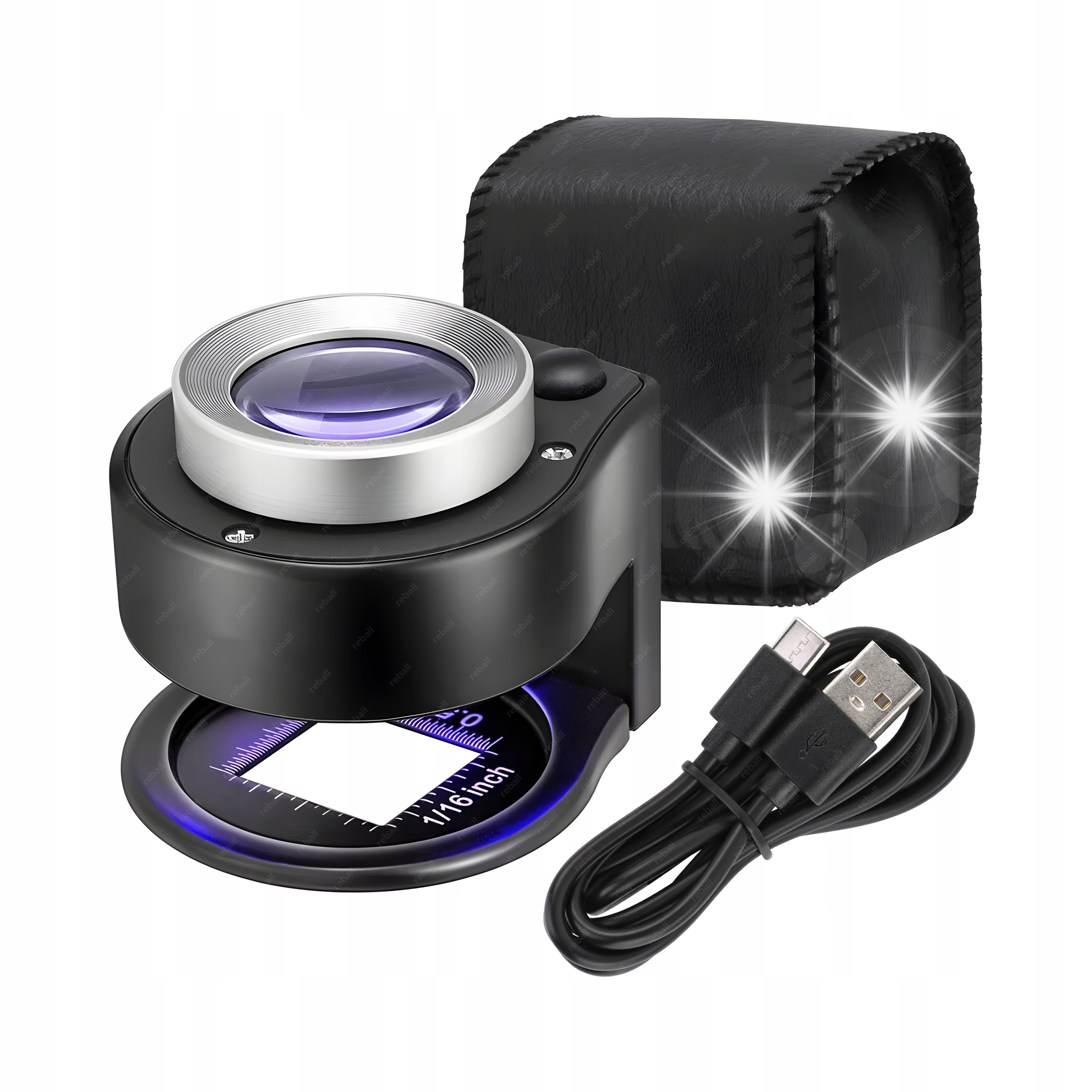 LUPA JUBILERSKA NUMIZMATYCZNA MIKROSKOP SZKŁO POWIĘKSZAJĄC 30X USB-C LED UV