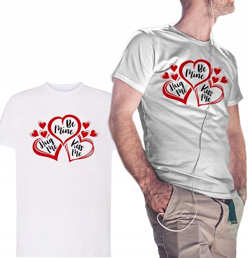 

Koszulka walentynkowa dla niego Be Mine, biała 2XL