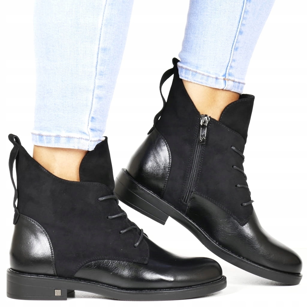 Dámské Kotníkové Boty Černé Klasické Boty Se Šněrováním Na Zip Elegantní Top