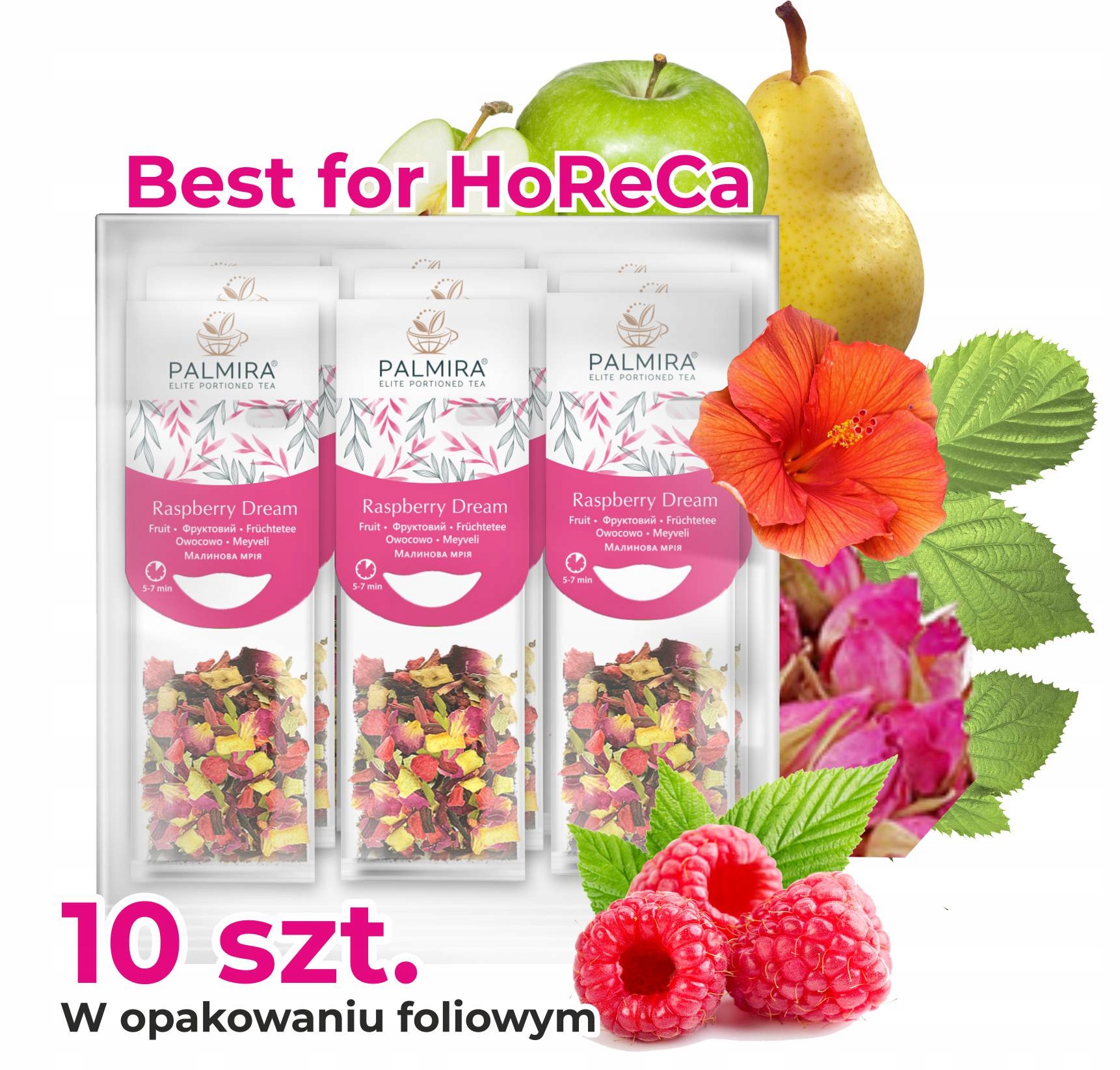 Levně Čaj malinovo-hruškový ovocný čaj Raspberry Dream Palmira 10 Ks