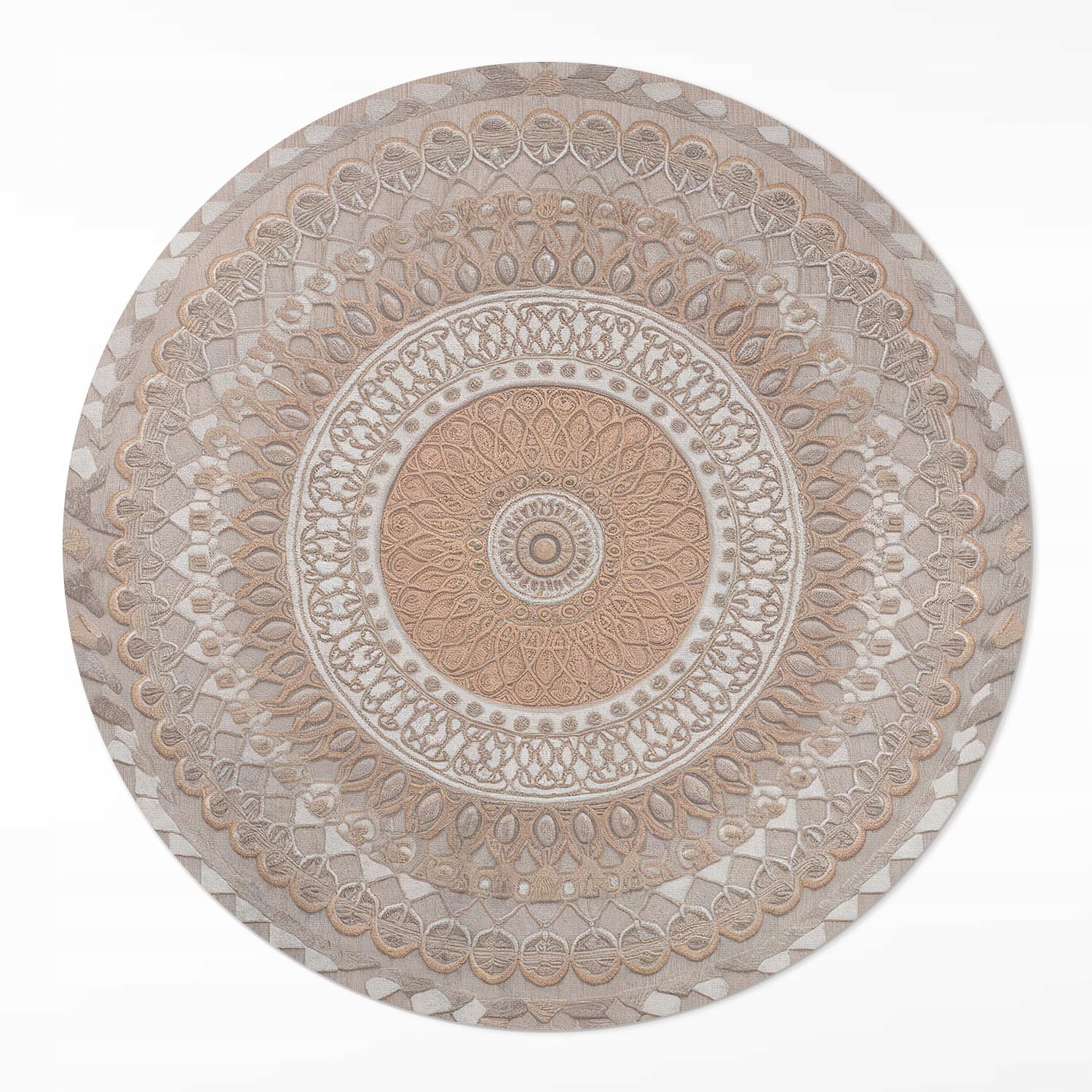 Okrúhly Behúň Vinylová pletená mandala, makatka ornament boho ⌀ 130 cm