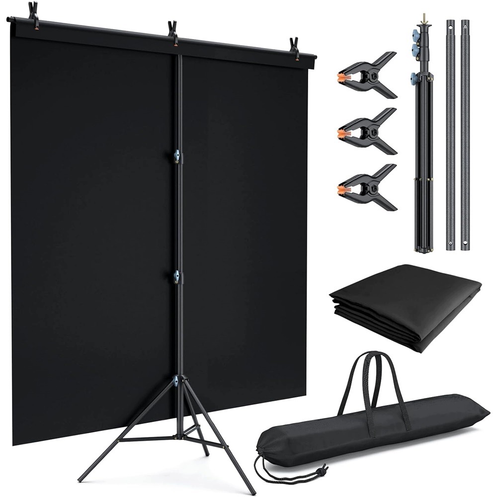 Stativ pro fotografické pozadí Sada pro studium Černé Pozadí 200x150 cm