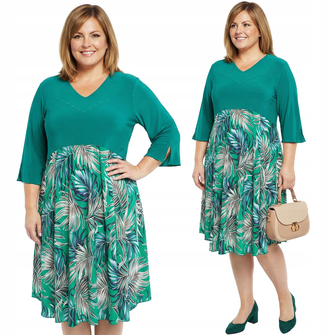 Zelená šaty s vzorem v listu plus size velikost 56/58