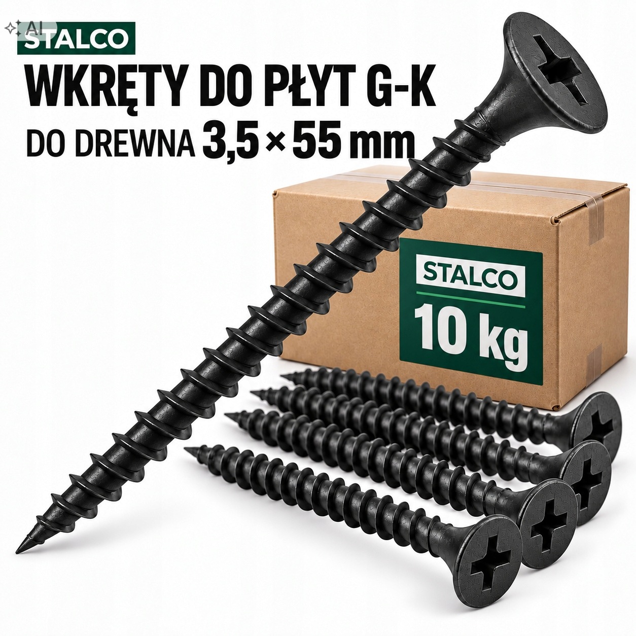 Šrouby do desek G-k a dřeva 3,5 × 55 mm fosfátované Stalco