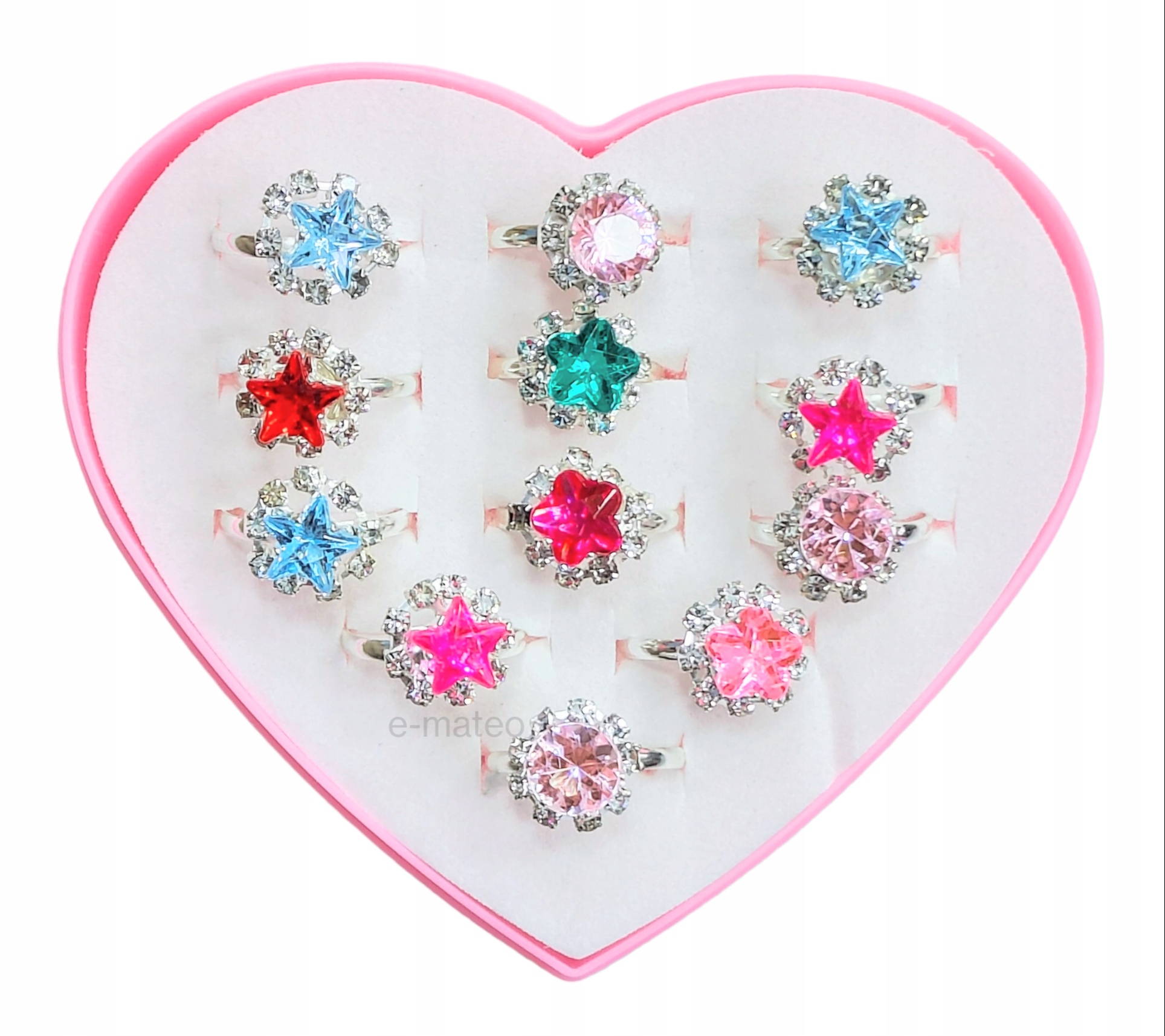 BIŻUTERIA PIERŚCIONKI DLA DZIEWCZYNKI zestaw 12szt Materiał Inny